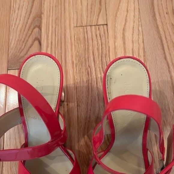 J. Crew Sydney Hot Pink Patent Leather Block Heel Sandals Size 7 - Picture 8 of 10